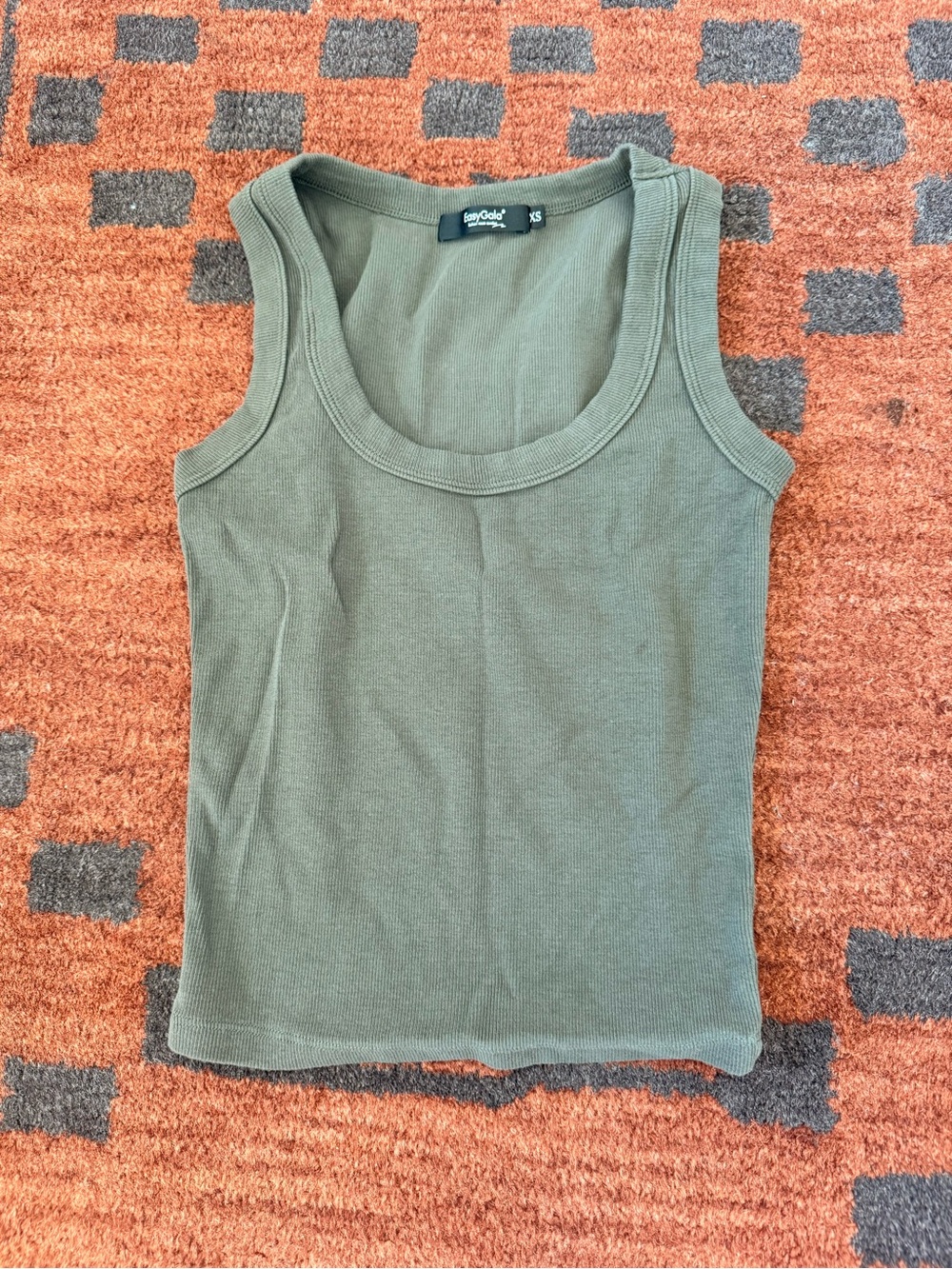 Amazon Olive Ribbed Scoop Neck Tank Top